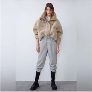 Zara Beige Fleece Jacket